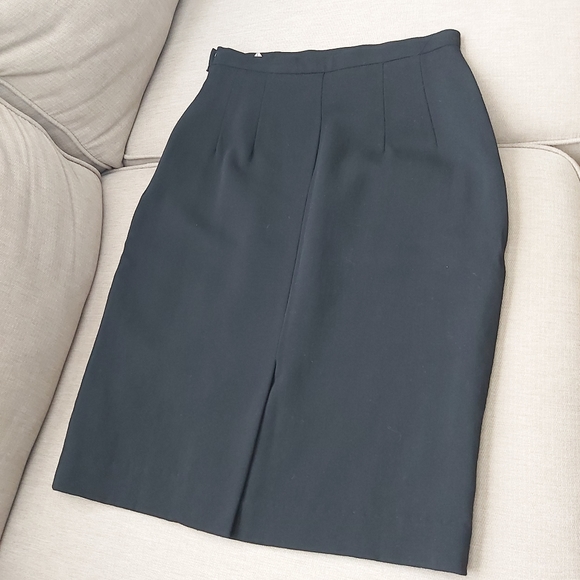 vintage Aquascutum England black wool pencil skirt midi - Picture 8 of 16